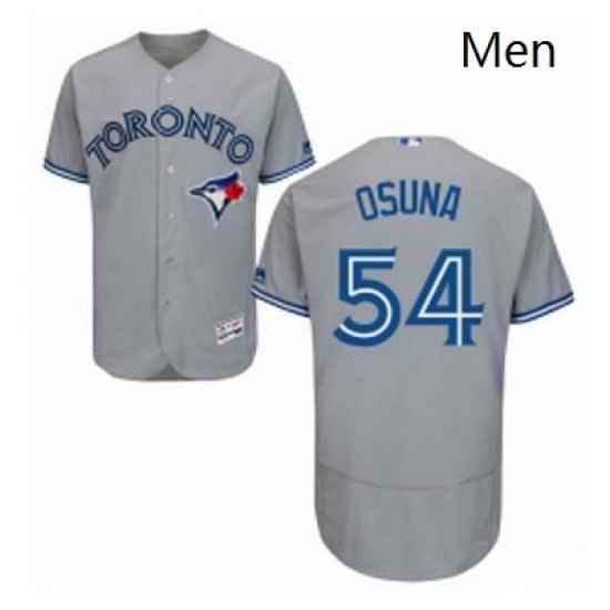 Mens Majestic Toronto Blue Jays 54 Roberto Osuna Grey Road Flex Base Authentic Collection MLB Jersey
